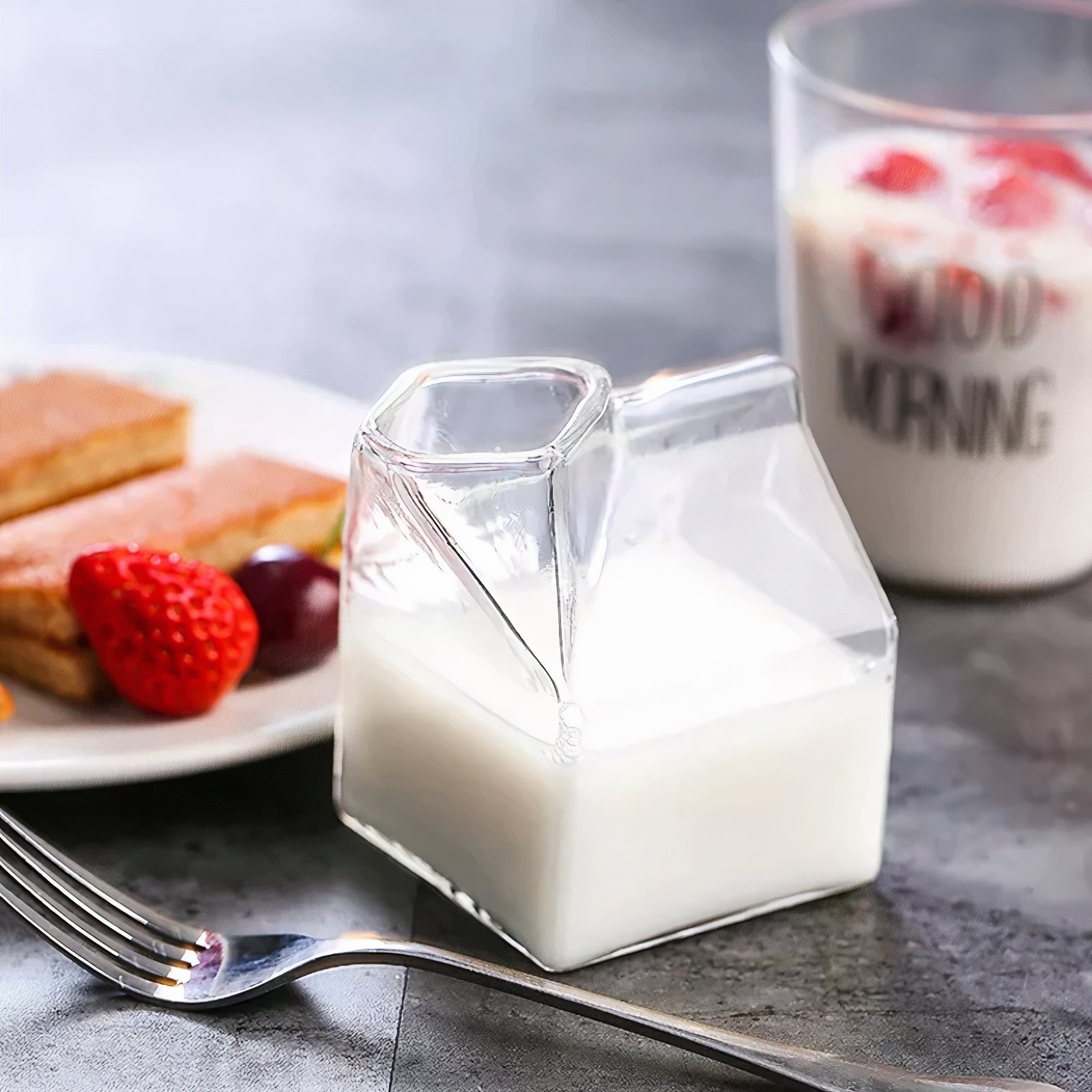 Mini Glass Milk Carton Cup (4cups)